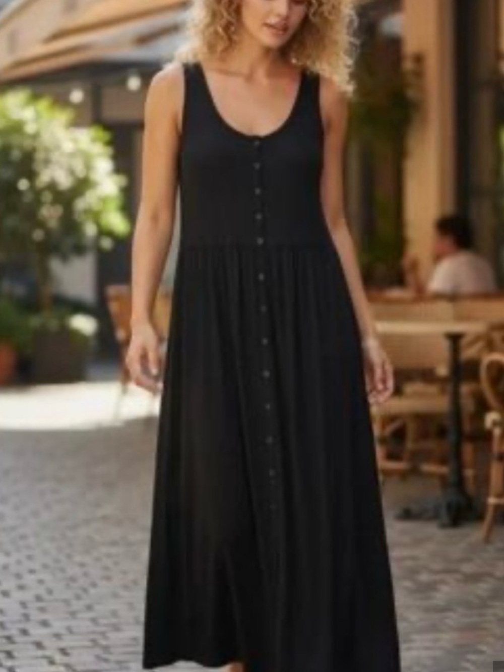 Frye Sleeveless Button-Front Black Midi Dress XL - Picture 2 of 7